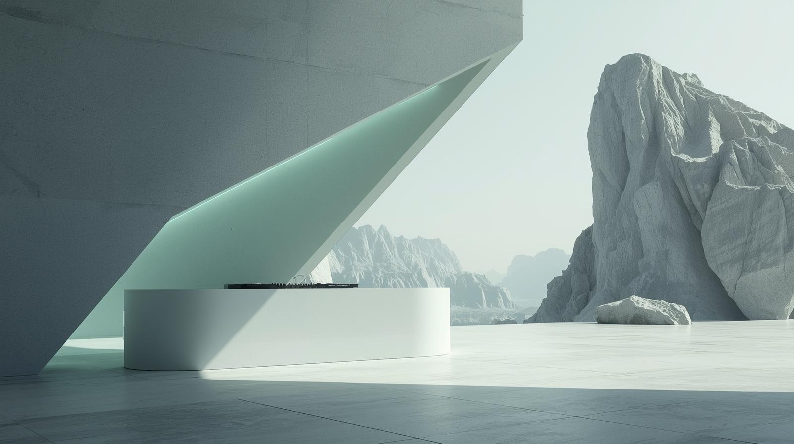 A minimalist and clean photography style, with a minimalist composition, ample negative space, and soft, muted tones, focusing on form and light. A vibrant and dynamic cinematic photorealistic imag